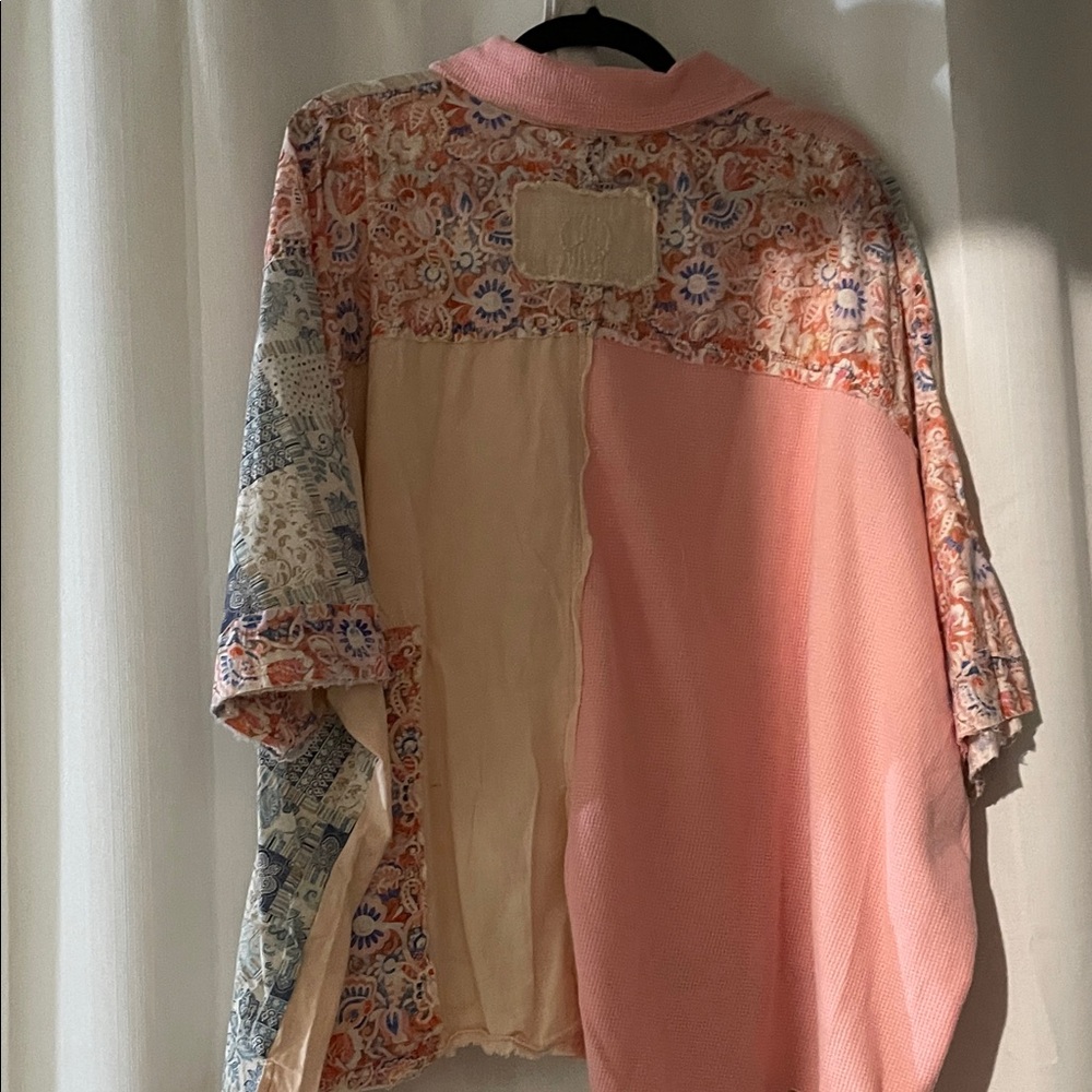 Bohemian Patchwork Button-Up Blouse NWT - image 11